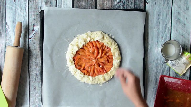 Image of the recipe cooking step-1-9 for Puff Pastry Apricot Galette with Almond Topping