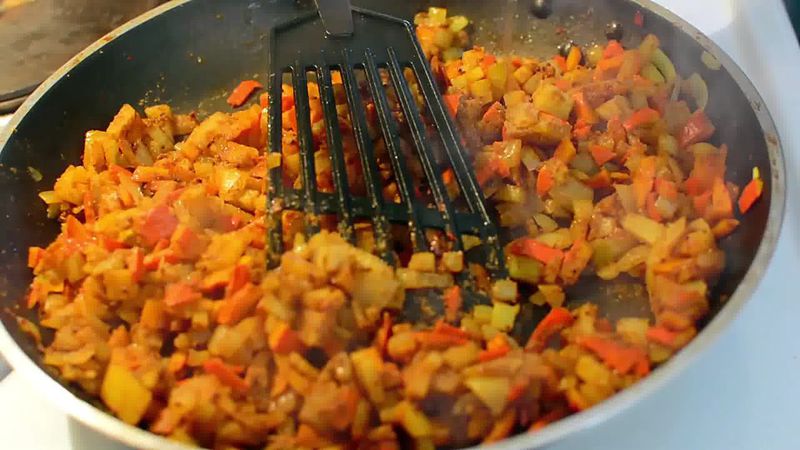 Image of the recipe cooking step-1-9 for Pumpkin Rind Stir-Fry | Kaddu Ke Chilke is Sabji