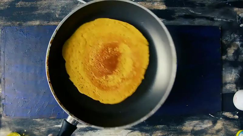 Image of the recipe cooking step-2-6 for Besan Ke Cheele Ka Raita - Chickpea Pancake Yogurt