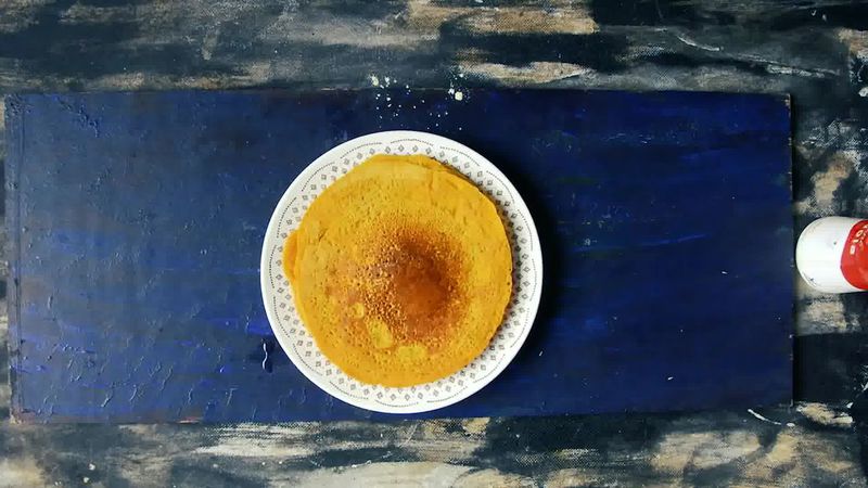 Image of the recipe cooking step-2-8 for Besan Ke Cheele Ka Raita - Chickpea Pancake Yogurt