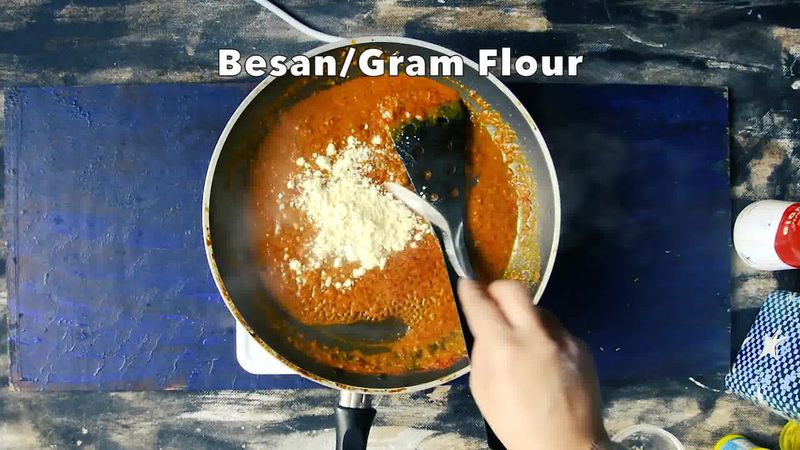 Image of the recipe cooking step-3-5 for Besan Ke Cheele Ki Sabzi - Chickpea Pancake Curry