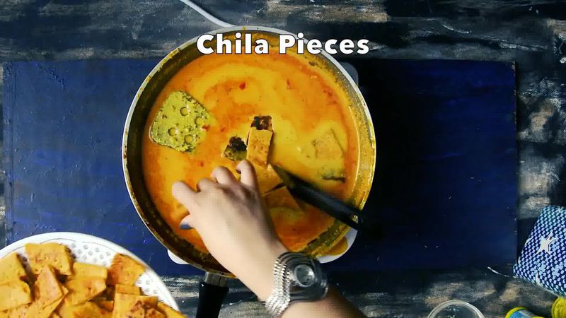 Image of the recipe cooking step-3-9 for Besan Ke Cheele Ki Sabzi - Chickpea Pancake Curry