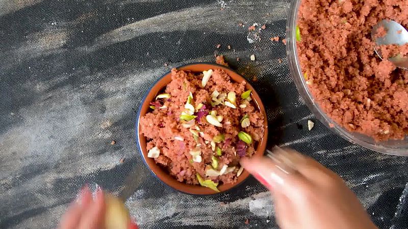 Image of the recipe cooking step-4-8 for Rajasthani Gulab Churma Recipe - Rose Choorma Without Oven