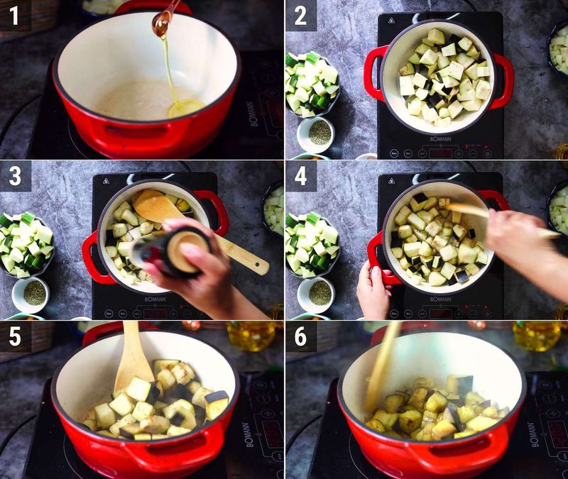 Image of the recipe cooking step-1-4 for Ratatouille Pasta