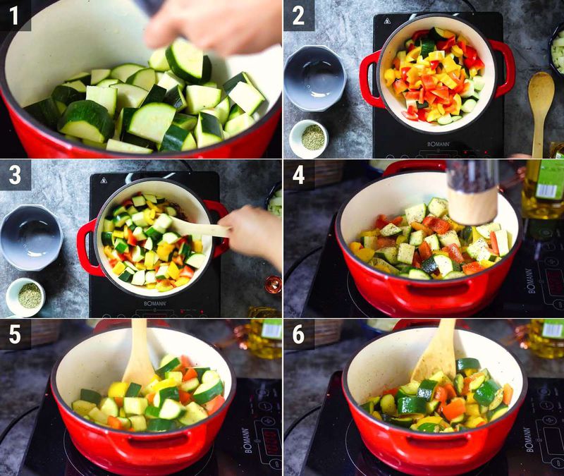 Image of the recipe cooking step-1-5 for Ratatouille Pasta