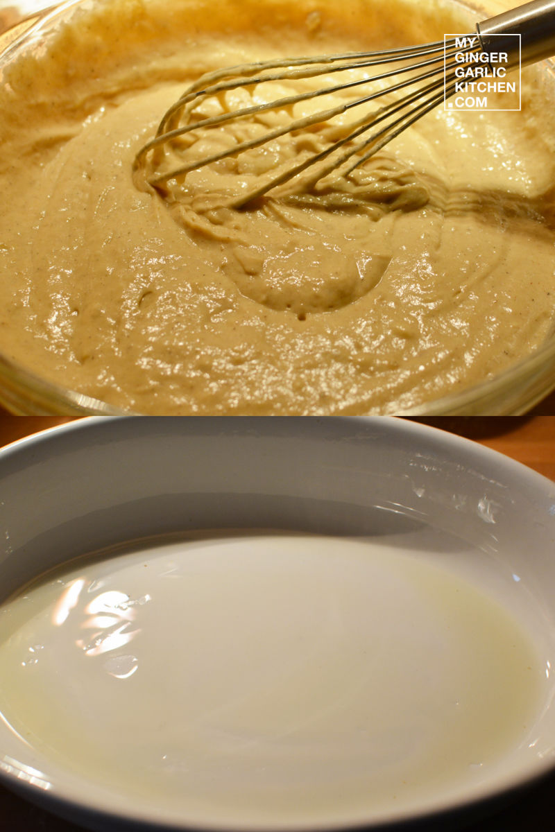 a bowl of batter next to a bowl of batter