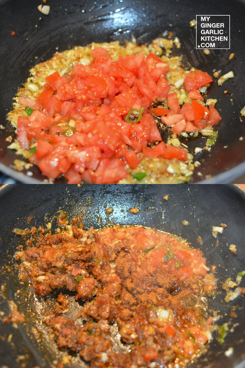a close up of a pan with tomatoes and onions cooking in it