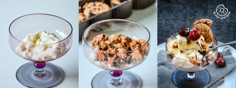three different pictures of desserts in glasses on a table