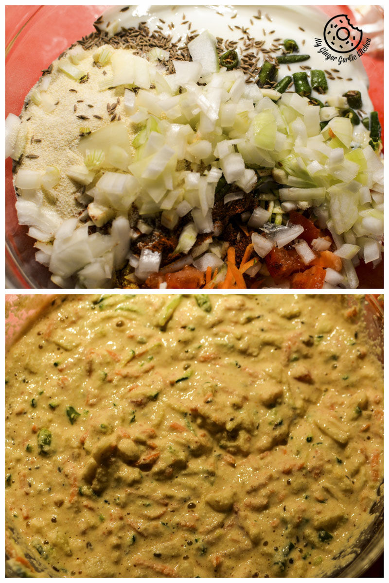 two pictures of a bowl of food with different toppings