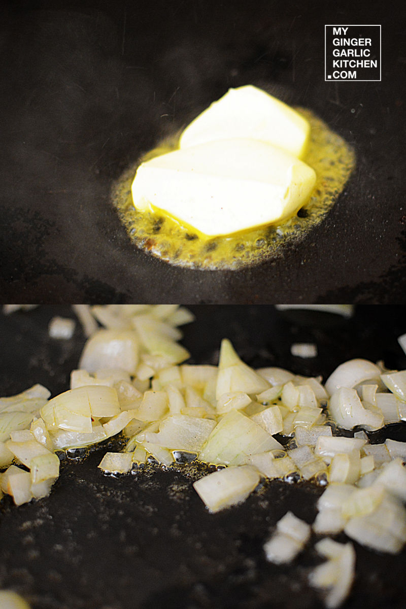 cooking in a wok with a pate of butter