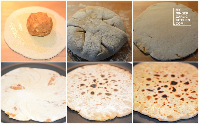 flatbreads are being made and cut into four different shapes