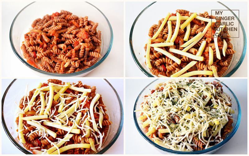 four different pictures of different types of pasta in a bowl
