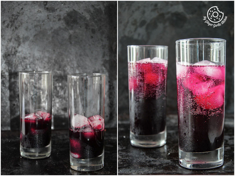 two images of italian cream soda cooking step one