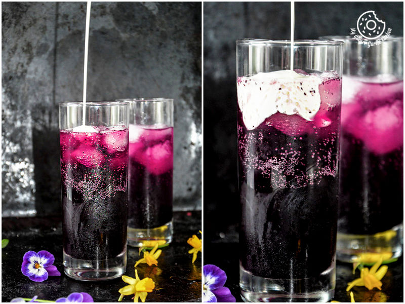 two images of italian cream soda cooking step two