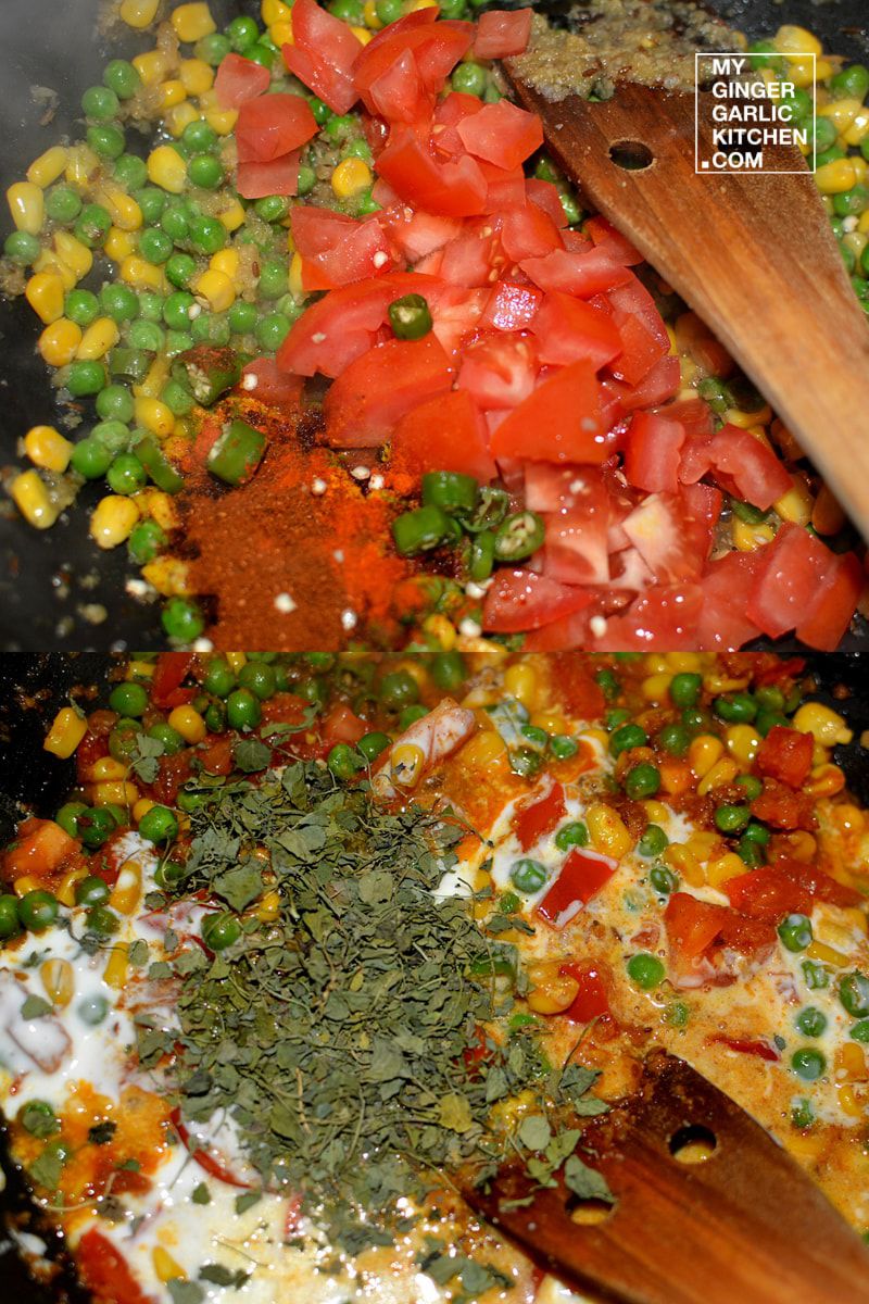 step of cooking in a wok with vegetables and seasoning