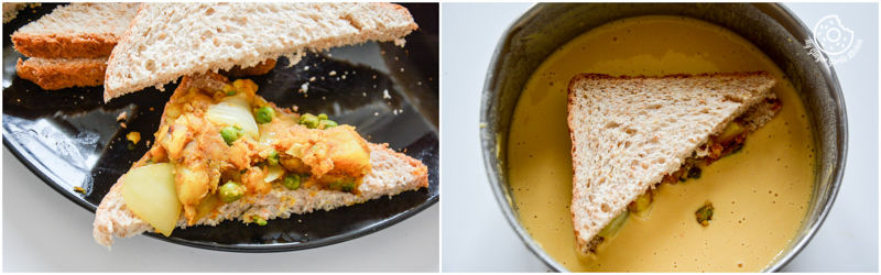 two pictures of a sandwich and a bowl of soup