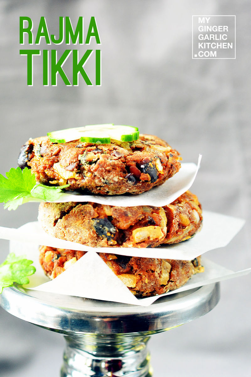 a stack of rajma tikki with cilantro on a plate