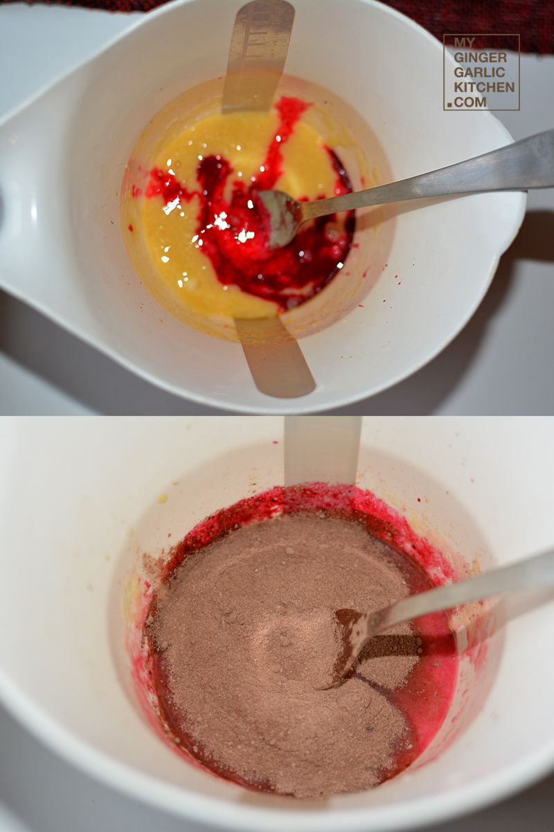 two pictures of a bowl of chocolate and a bowl of strawberries