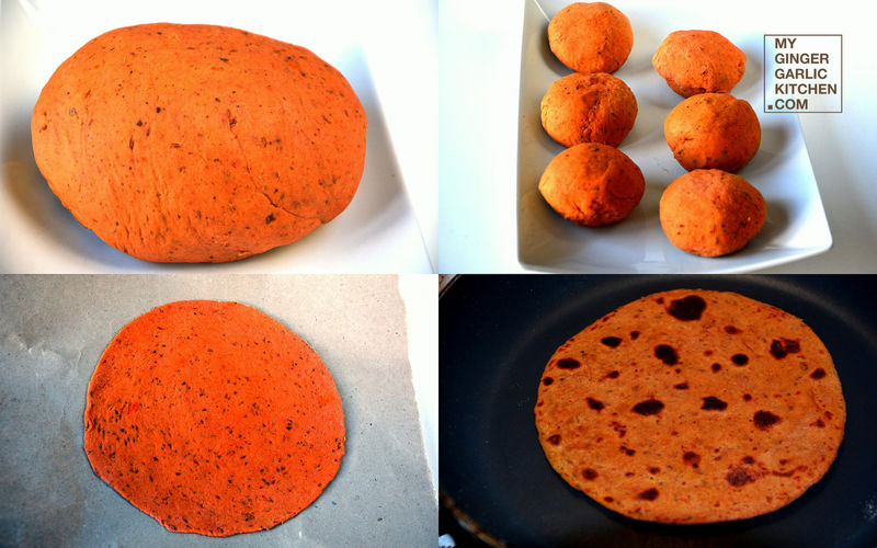 tomato paratha dough cooking step