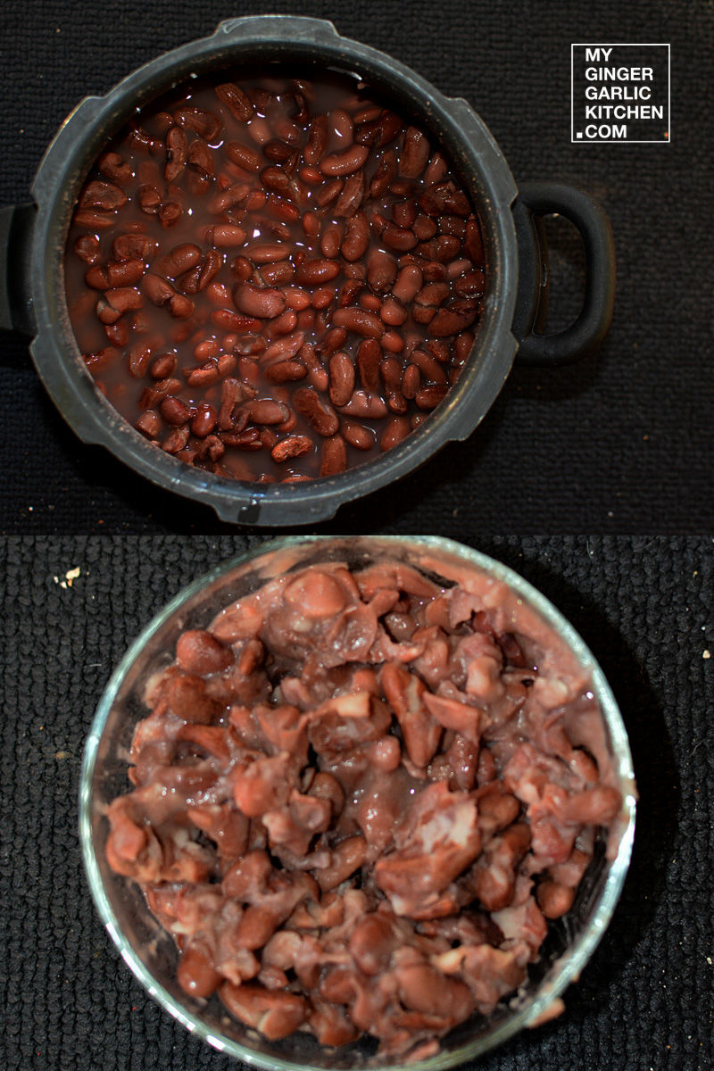 two bowls of beans and meat are sitting on a table