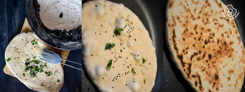 there are three yeast free whole wheat naans on a pan with a fork