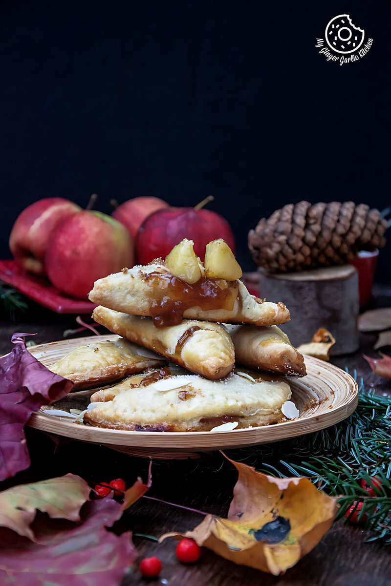 apple hand pies on a plate on a table