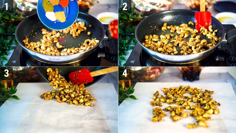 Image of the recipe cooking step-1-3 for Sweet & Spicy Roasted Cashews Chaat