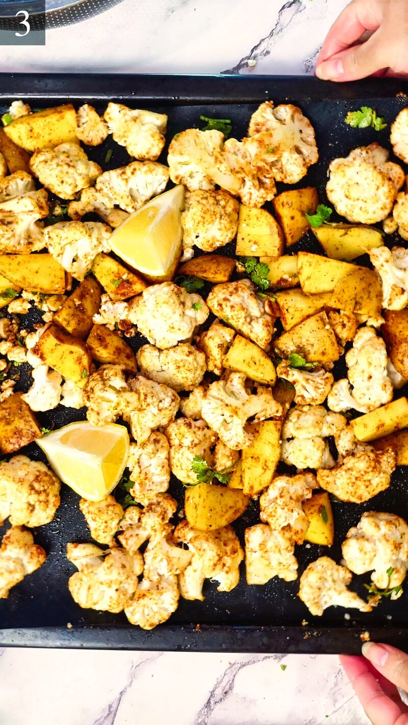 Image of the recipe cooking step-2-3 for Roasted Cauliflower Tahini Bowl