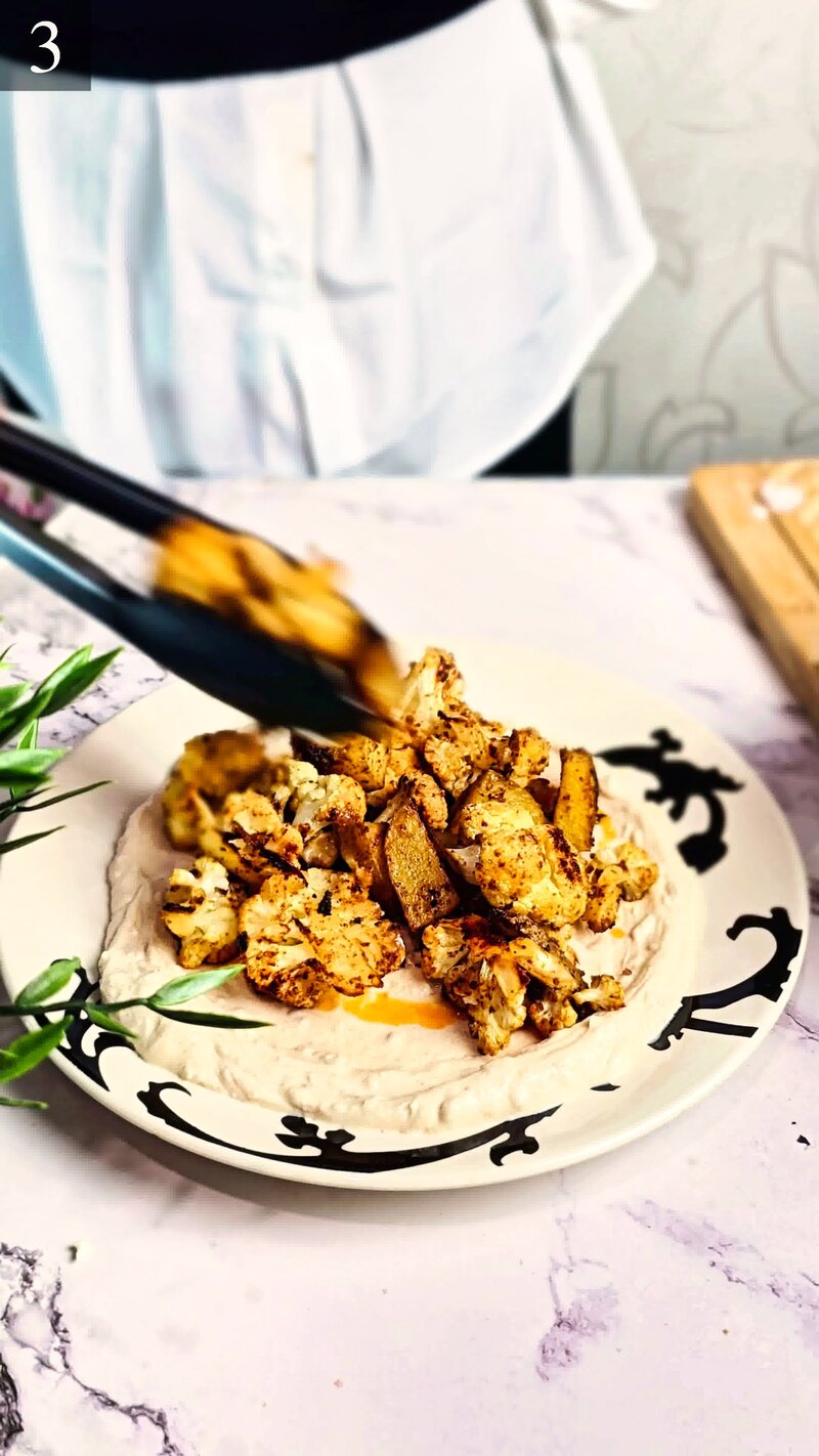 Image of the recipe cooking step-5-3 for Roasted Cauliflower Tahini Bowl