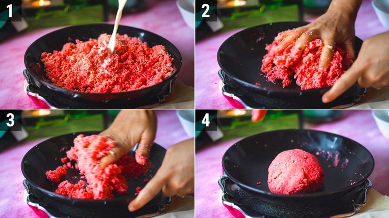 Image of the recipe cooking step-1-2 for Rose Badam Ladoo