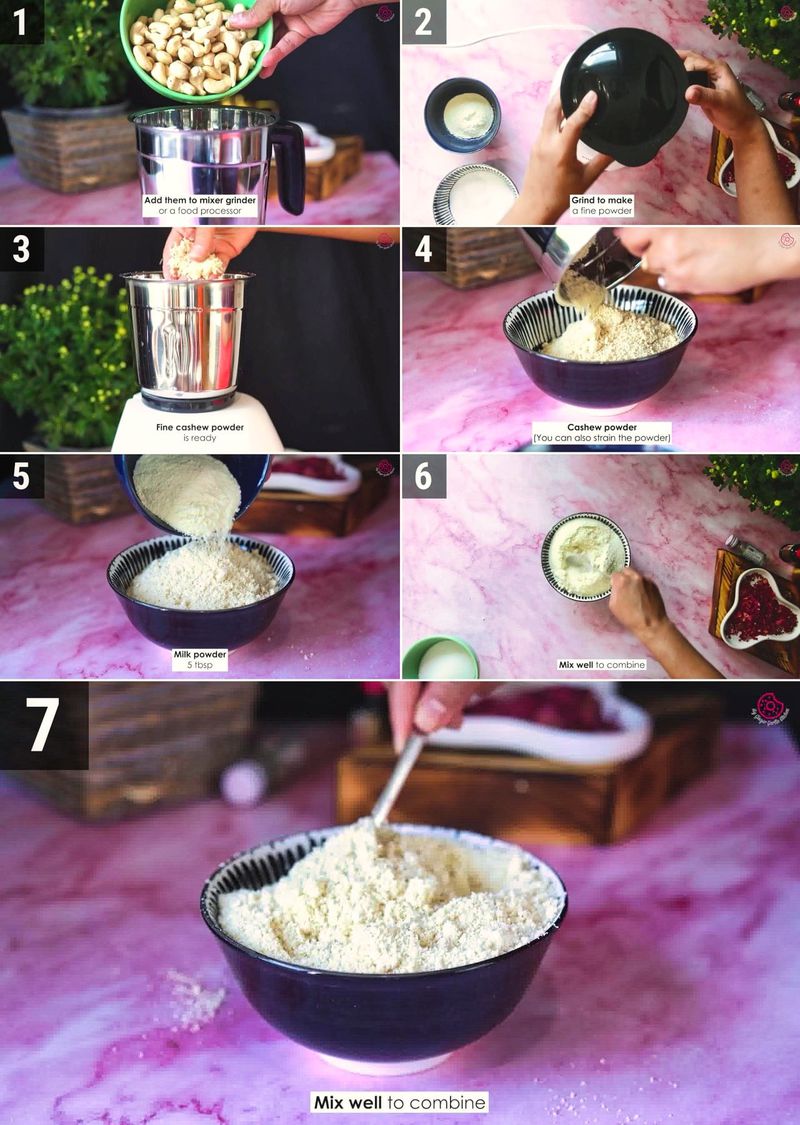 Image of the recipe cooking step-1-1 for Rose Kaju Katli