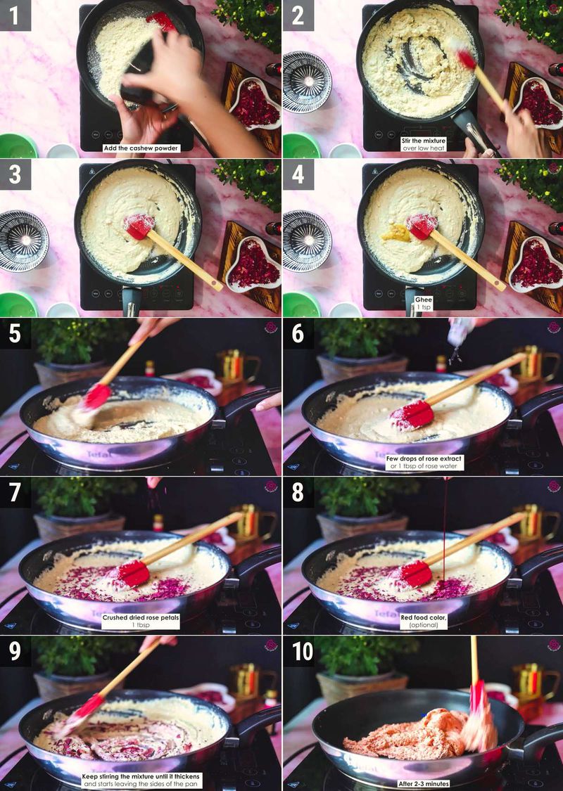 Image of the recipe cooking step-3-1 for Rose Kaju Katli