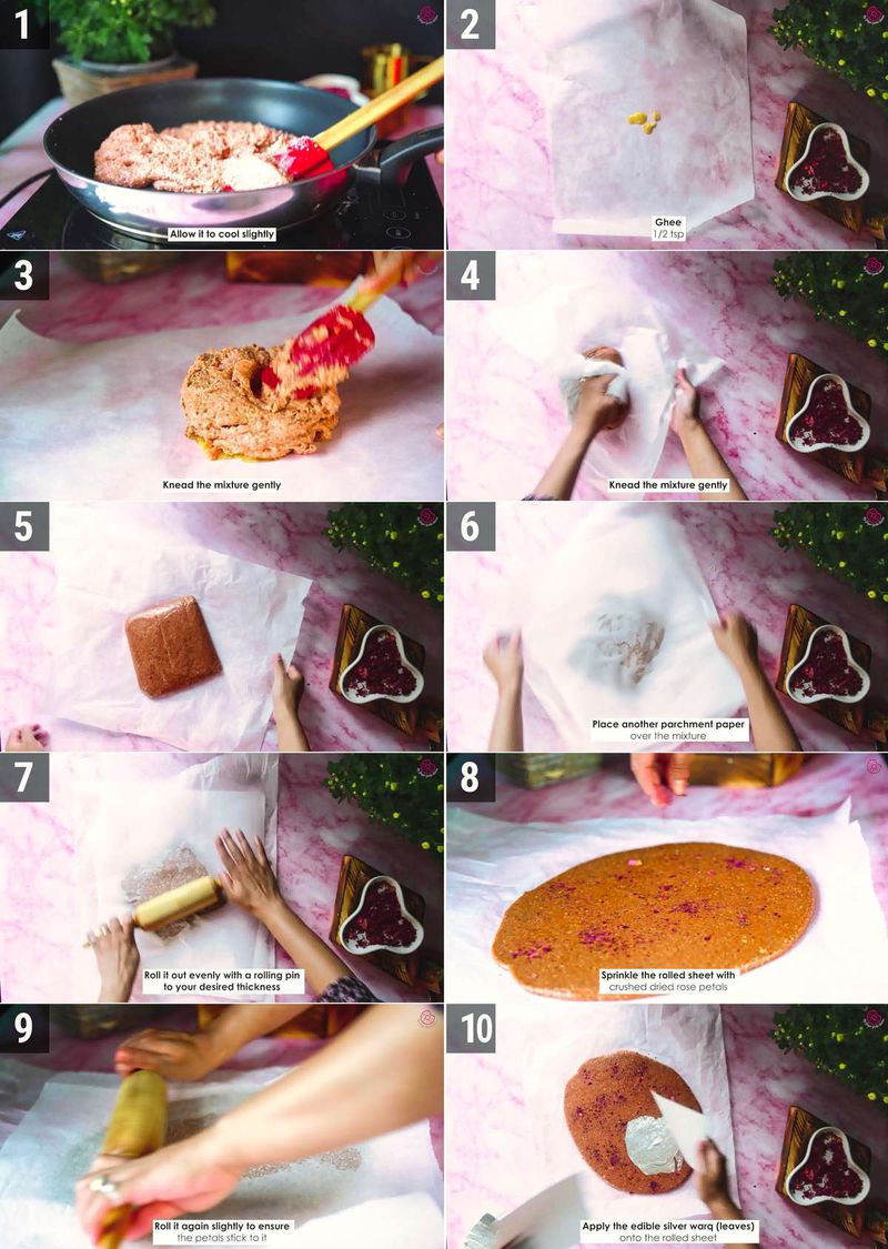 Image of the recipe cooking step-3-2 for Rose Kaju Katli
