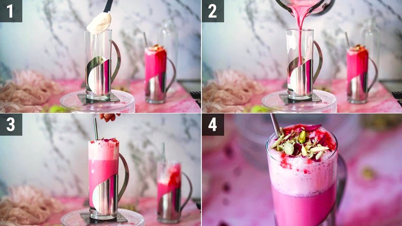 Image of the recipe cooking step-1-2 for Rose Milkshake