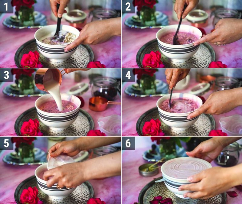 Rose Overnight Oats Step By Step Video Recipe