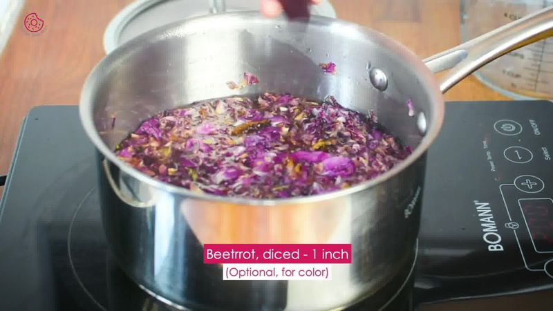 Image of the recipe cooking step-1-4 for How to make Rose Syrup