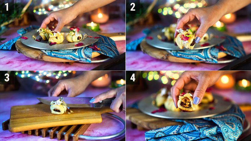 Image of the recipe cooking step-5-2 for Royal Burfi Date Puff Bites