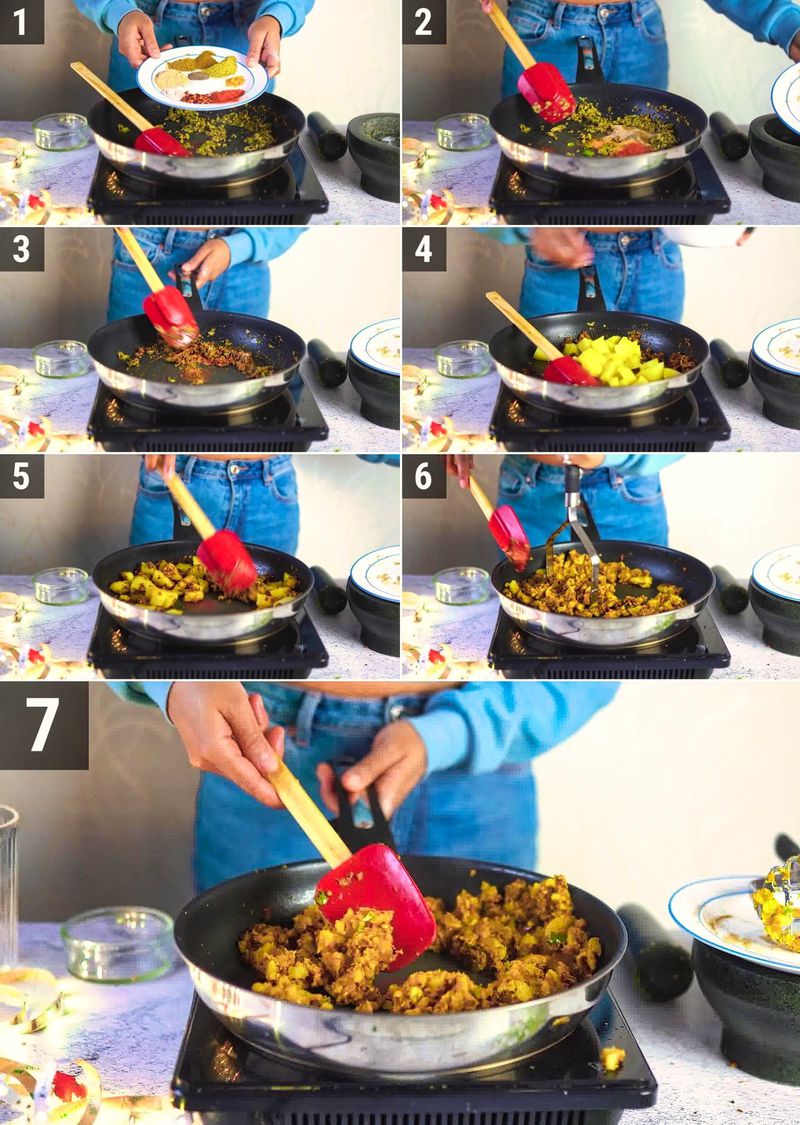 Image of the recipe cooking step-2-2 for Samosa Chaat Bruschetta