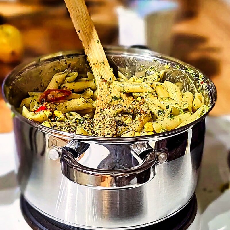 Image of the recipe cooking step-1-17 for Spinach Sun Dried Tomato Pasta