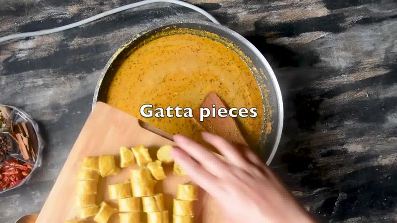 Image of the recipe cooking step-2-16 for Steamed Besan Gatte Ki Sabzi - Rajasthani Adhar Bele