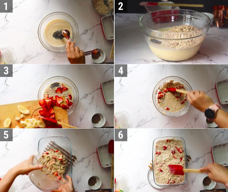 Image of the recipe cooking step-1-4 for Strawberry Baked Oatmeal