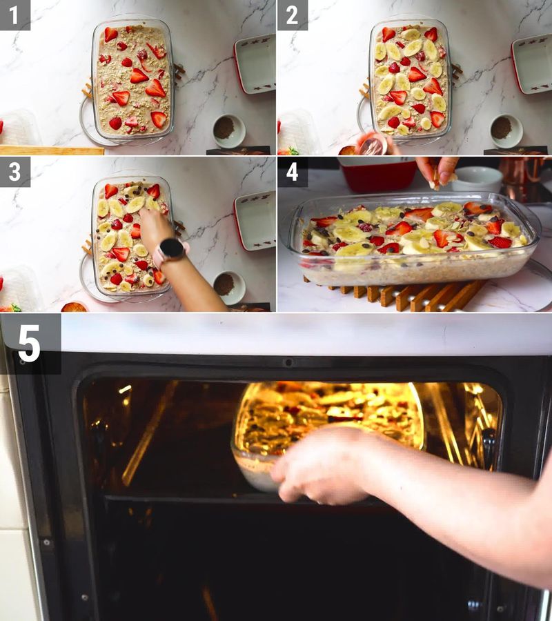 Image of the recipe cooking step-1-5 for Strawberry Baked Oatmeal