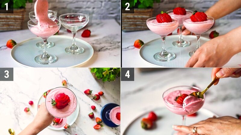 Image of the recipe cooking step-1-4 for Strawberry Coconut Mousse