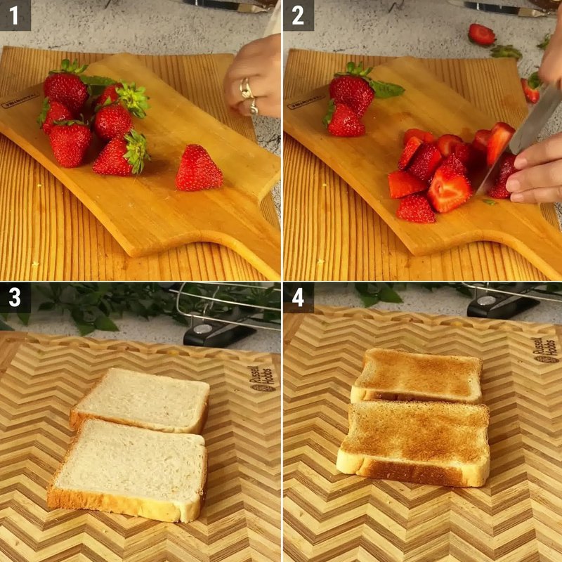 Image of the recipe cooking step-1-1 for Strawberry Cottage Cheese Toast