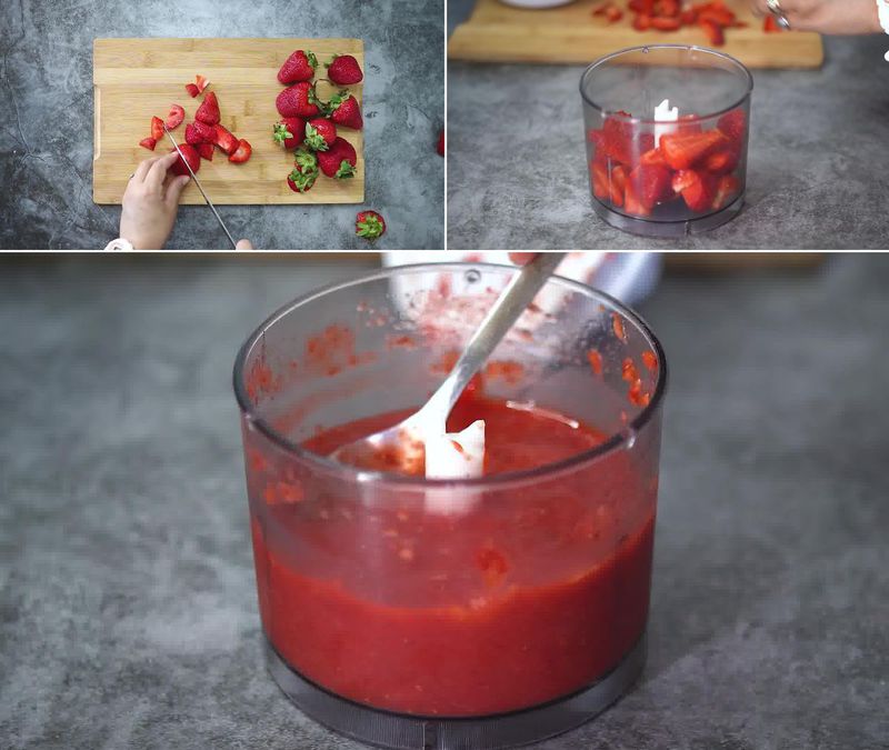 Image of the recipe cooking step-1-1 for Strawberry Ice Cream