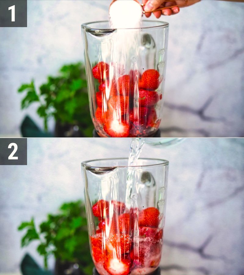 Image of the recipe cooking step-1-2 for Strawberry Juice