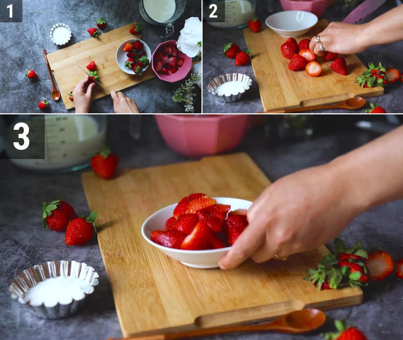 Image of the recipe cooking step-1-1 for Strawberry Milkshake