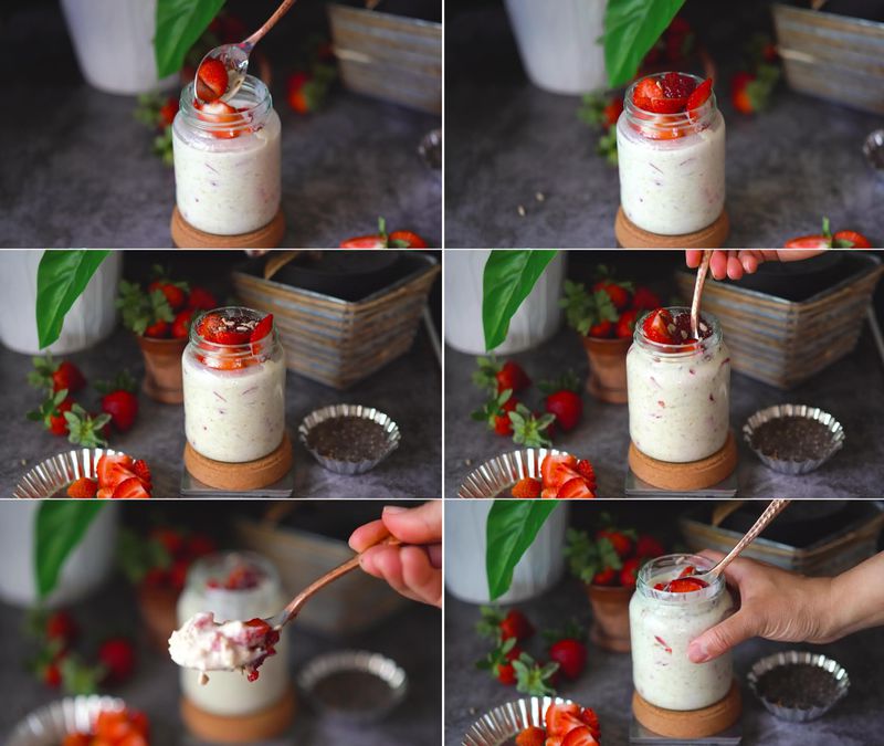 Image of the recipe cooking step-1-5 for Strawberry Overnight Oats