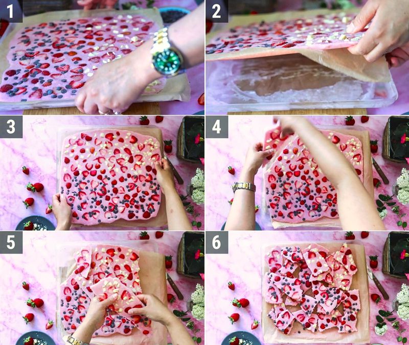 Image of the recipe cooking step-1-4 for Strawberry Yogurt Bark