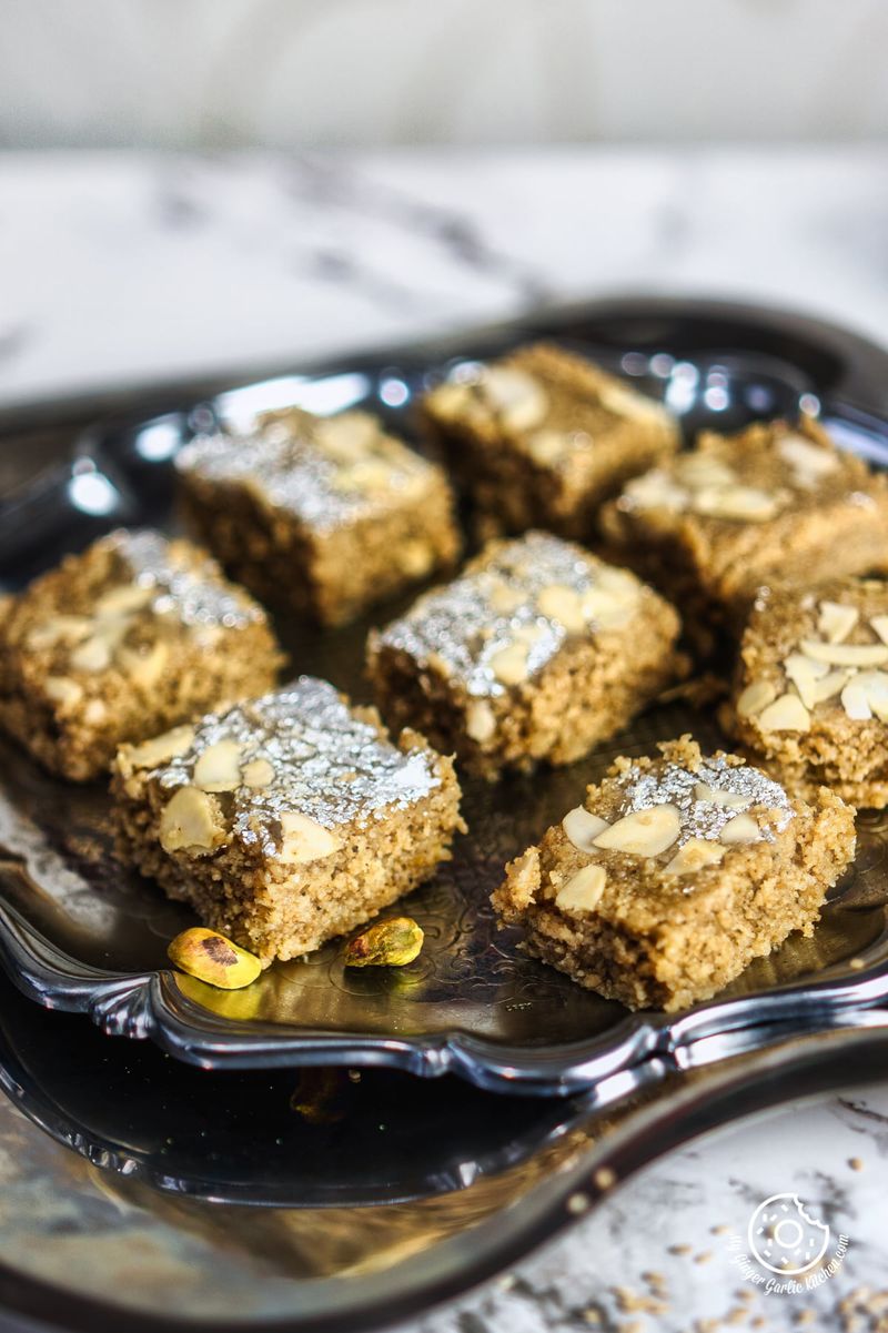 til burfi pieces served in a metal plate